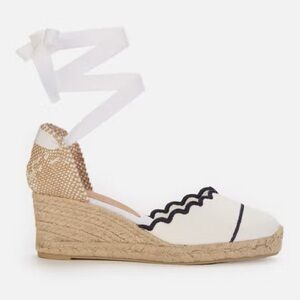 NEW ⚡️ CASTANER Cini Blanco Espadrille with Navy Scallop
